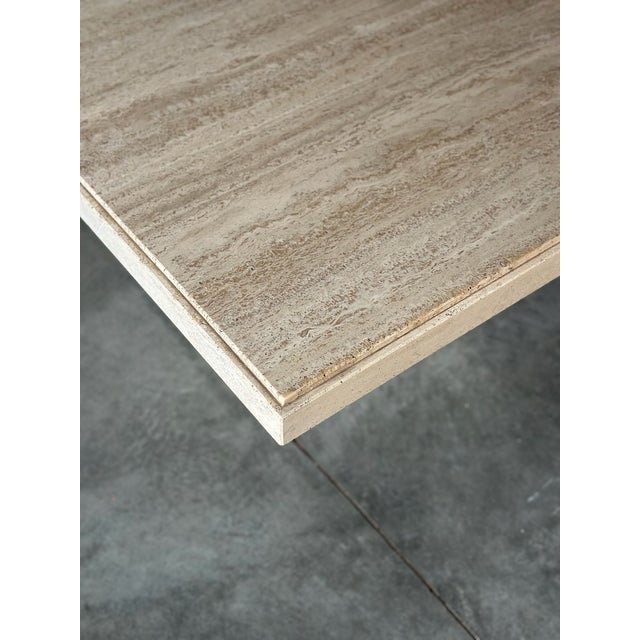 Maurice Villency 1970s Maurice Villency Italian Travertine Pedestal Table For Sale - Image 4 of 7