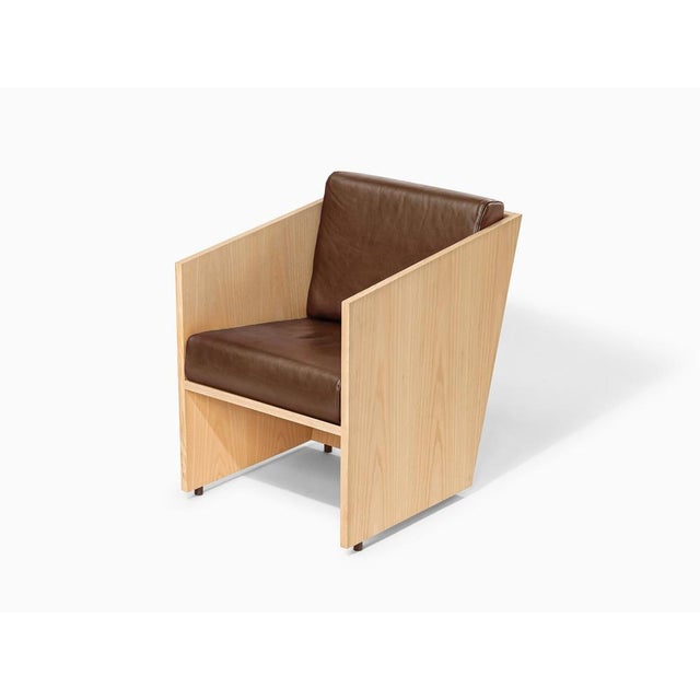 Wood Armchair in Ash Wood and Brown Leather by Álvaro Siza For Sale - Image 7 of 7