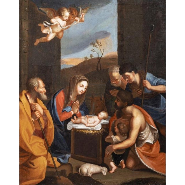 Baroque European School, Holy Family, 18th Century, Oil on Canvas For Sale - Image 3 of 10
