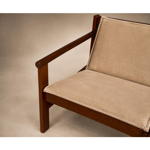 Michel Arnoult “Ouro Preto” Modular Loveseat / Pair of Open-Arm Lounge Chairs in Imbuia, Brazil, 1960s — Convertible Two-in-One Design For Sale - Image 11 of 18