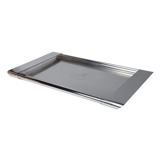 Large Coppola Stainless Steel Tray by Silvio Coppola for Alessi, Italy, 1980s For Sale