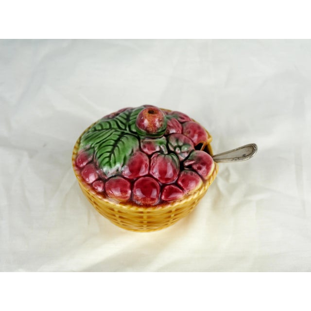 Mid 20th Century Mid-Century French Sarreguemines Strawberry Majolica Sugar Bowl For Sale - Image 11 of 11