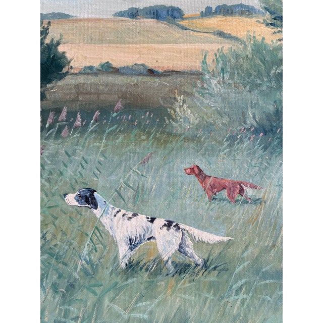 Rustic European Large Vintage Original Landscape Dog Oil Painting For Sale - Image 3 of 16