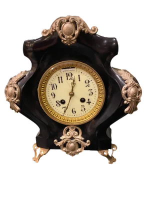 19th Century French Black Gilded Clock