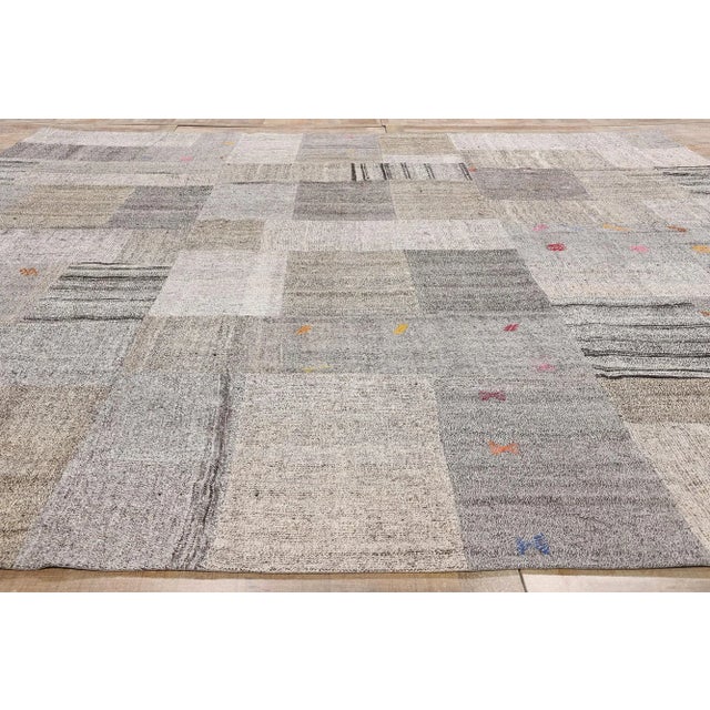 Gray Vintage Turkish Patchwork Kilim Rug - 11'05 X 13'11 For Sale - Image 8 of 9