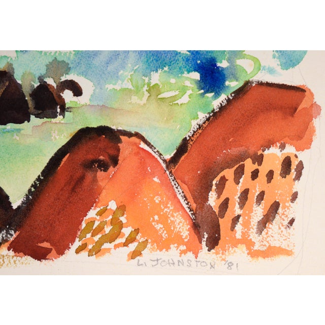 1980s 20th Century California Modernist Seascape in Watercolor on Paper by Lucile Marie Johnston For Sale - Image 5 of 8