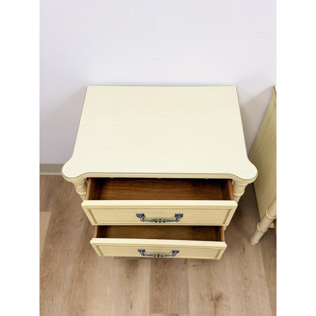 Vintage Henry Link Bali Hai Coastal Hollywood Regency Cream Nightstands, 2 Pieces, Attributed For Sale - Image 10 of 13