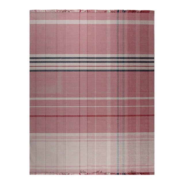 6x9 Maya Giselle Coral Geometric Modern Flatweave Wool Carpet Rug For Sale