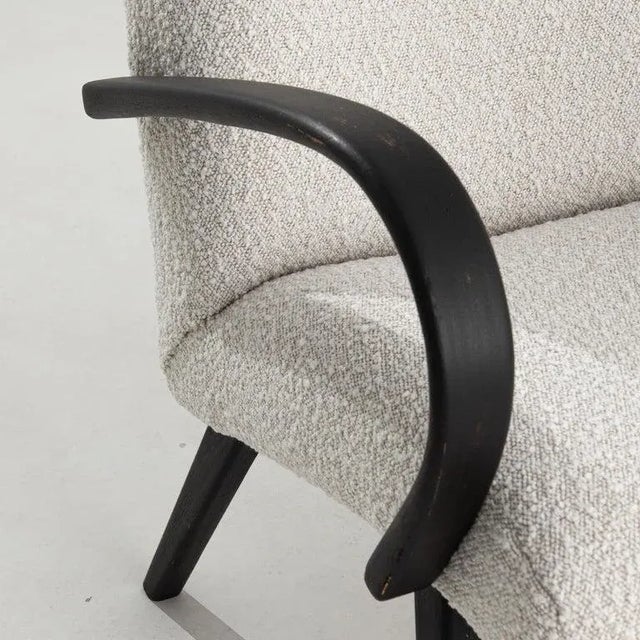 Wood 1950s Czech White Upholstered Armchairs, a Pair For Sale - Image 7 of 13