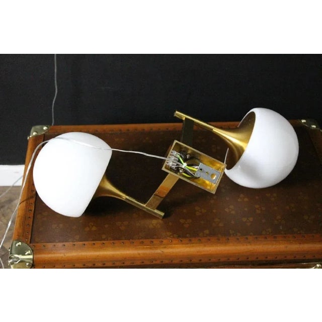 Mid-Century Modern Sconces in Brass & White Glass by Sciolari for Stilnovo, 1960s, Set of 2 For Sale - Image 12 of 13