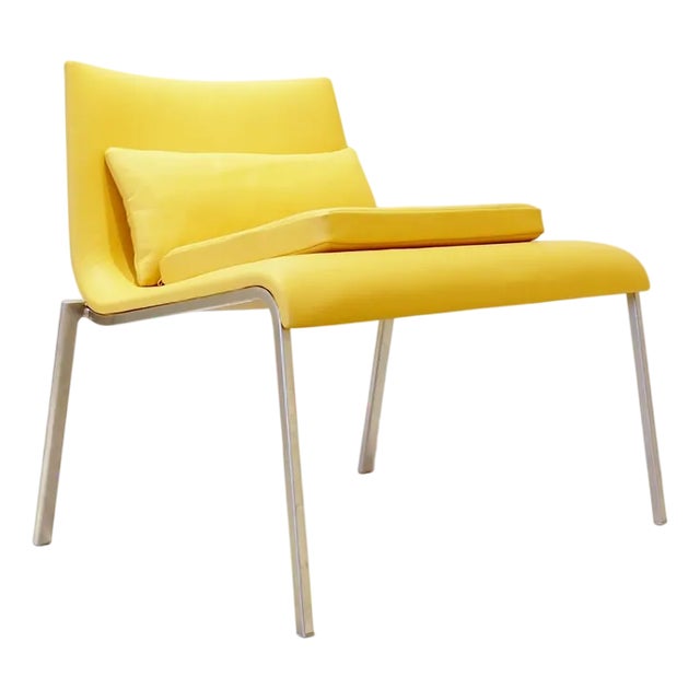 Yellow Leather Lounge Chair from Ligne Roset, 1960s For Sale