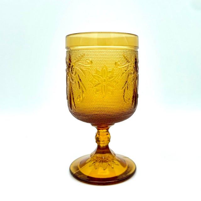 Mid-Century Modern 1970s Imperial Glass Tiara Daisy Sandwich Amber Glass Set- 28 Pieces For Sale - Image 3 of 13