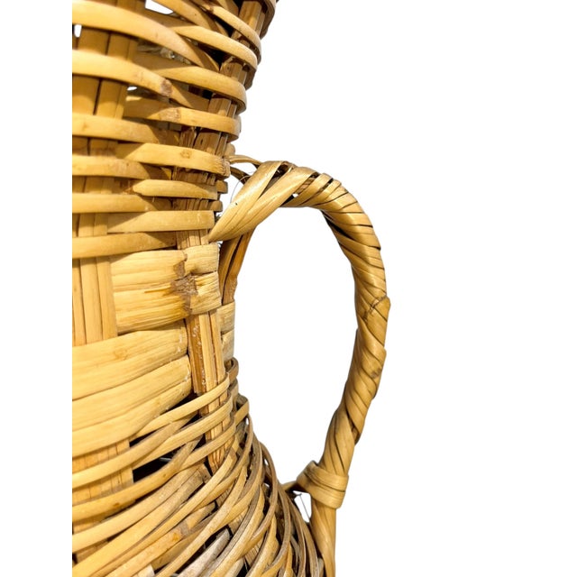 Antique French Provincial Wicker Basket Umbrella Stand For Sale - Image 6 of 17