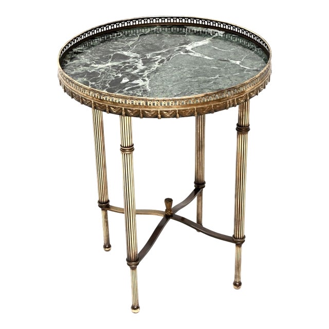 Vintage French Brass and Marble Occasional Side Table, 1950 For Sale