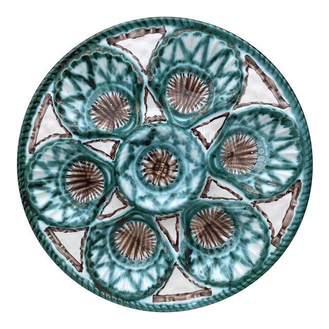 Mid-Century Rare Ceramic Oyster Plate Robert Picault Vallauris For Sale