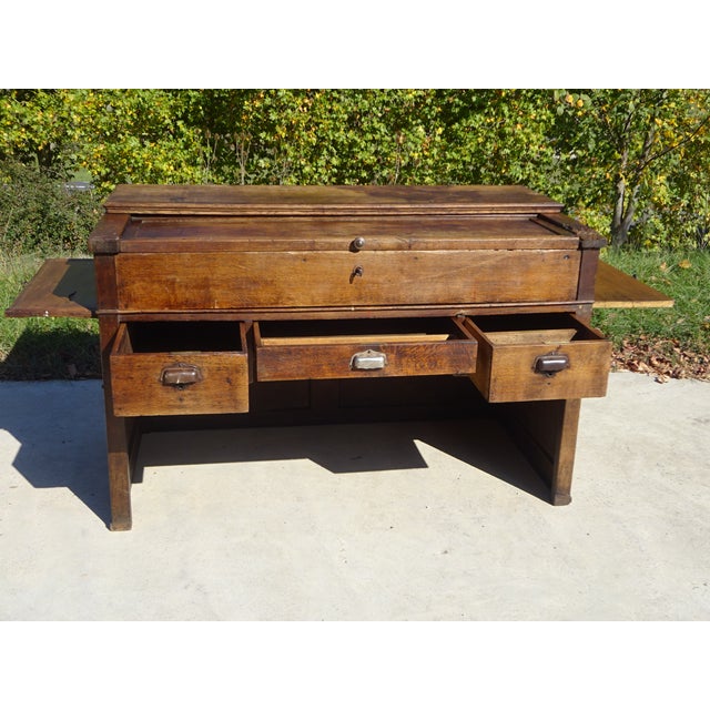 Industrial French Glove Makers Table in Oak For Sale - Image 3 of 18