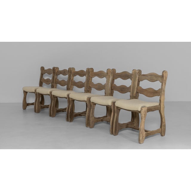 1970s French Oak Dining Chairs With Upholstered Seats - Set of 6 For Sale - Image 13 of 18