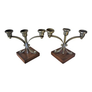 Mid-Century Modern Candle Holders - a Pair For Sale