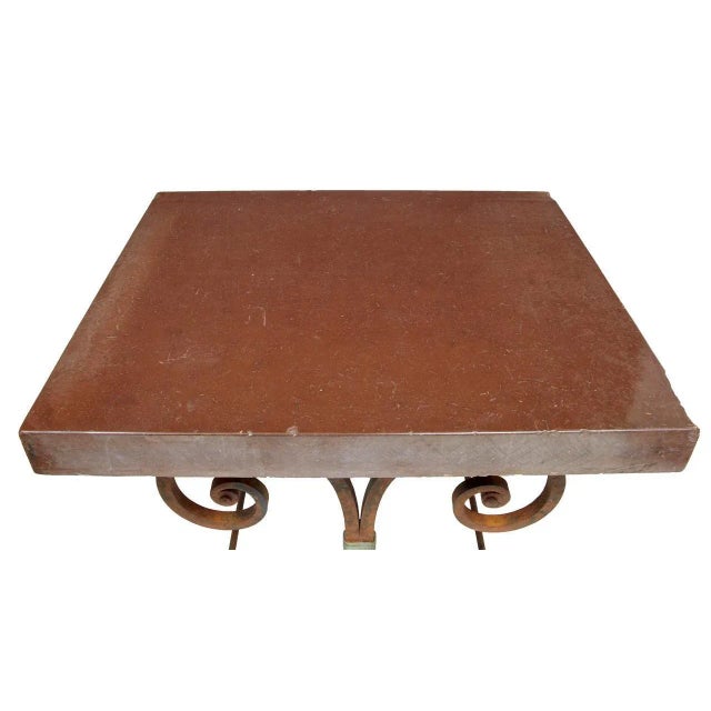 French Iron Baker's Table with Marble Top, 1920s For Sale - Image 6 of 12