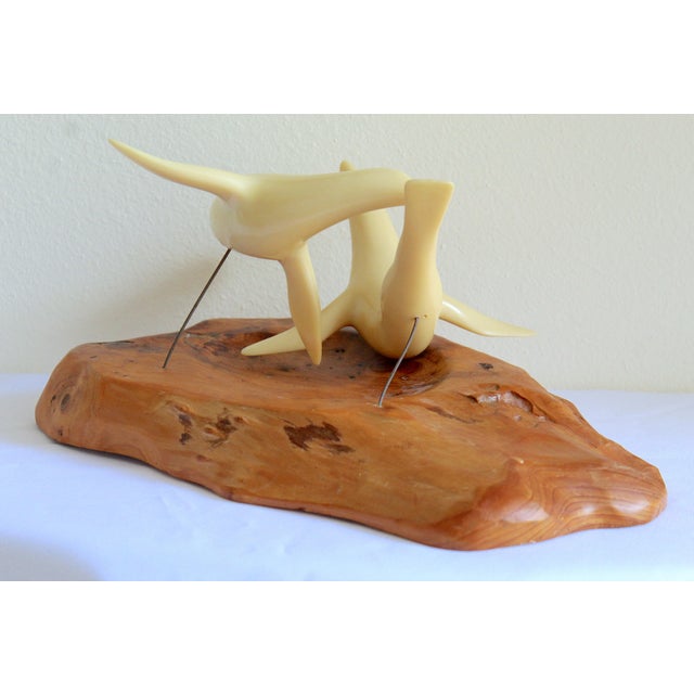 Vintage Mid-Century Modern John Perry Style Pellucida Seals on Burlwood Sculpture For Sale - Image 11 of 17