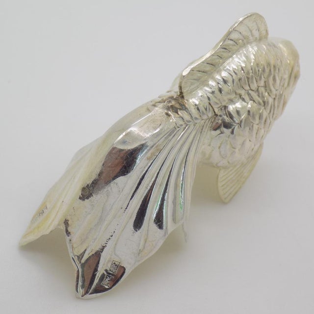 Vintage Hungarian Silver Tropical Fish Shaped Salt and Pepper Shaker, 1950s For Sale - Image 4 of 17