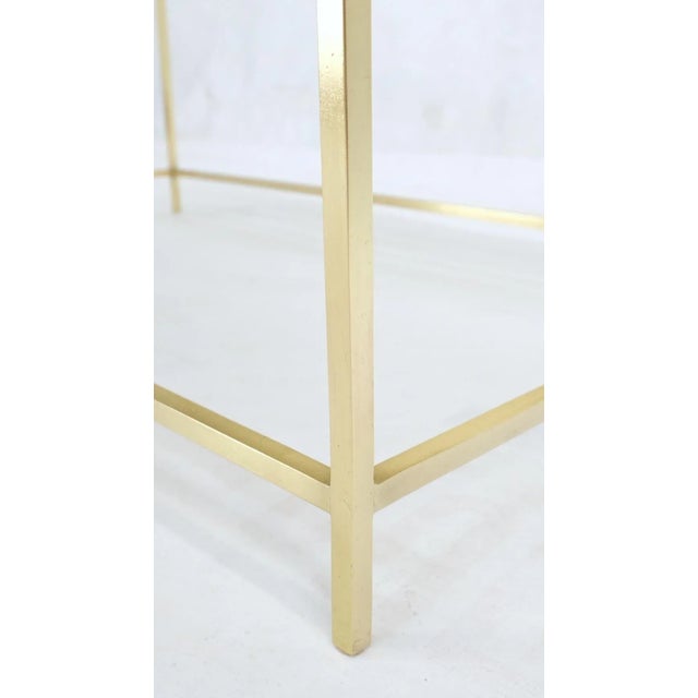 Square Solid Brass Bar Profile Base Rectangle Smoked Glass Top Coffee Side Table For Sale - Image 11 of 13