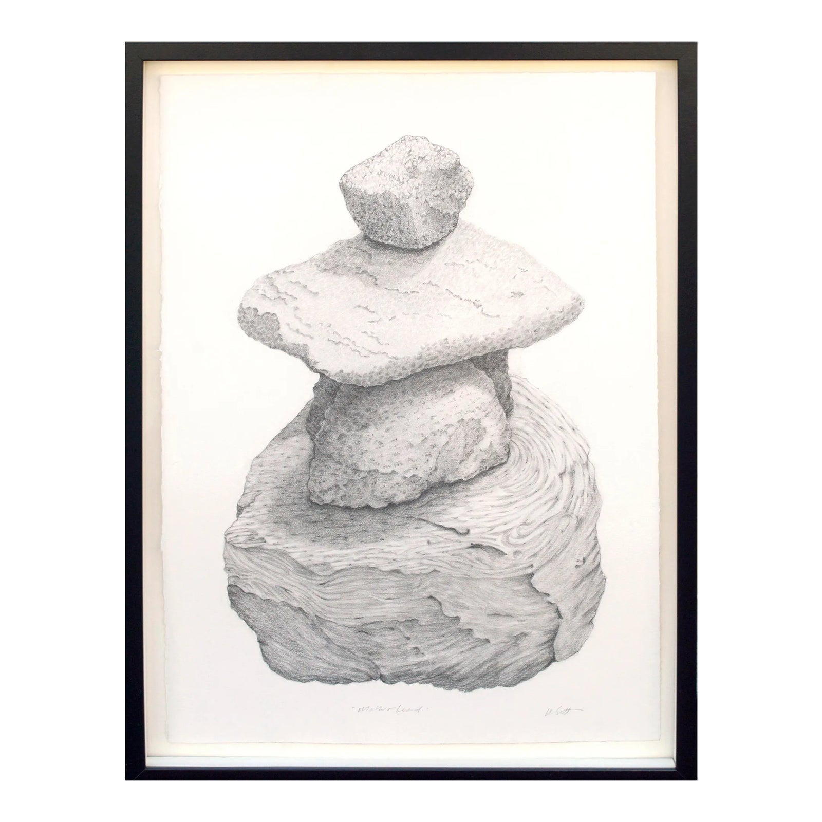 Rock Stack, Contemporary Nature Still-Life Pencil on Paper by Kate ...