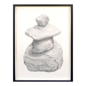 Rock Stack, Contemporary Nature Still-Life Pencil on Paper by Kate Scott