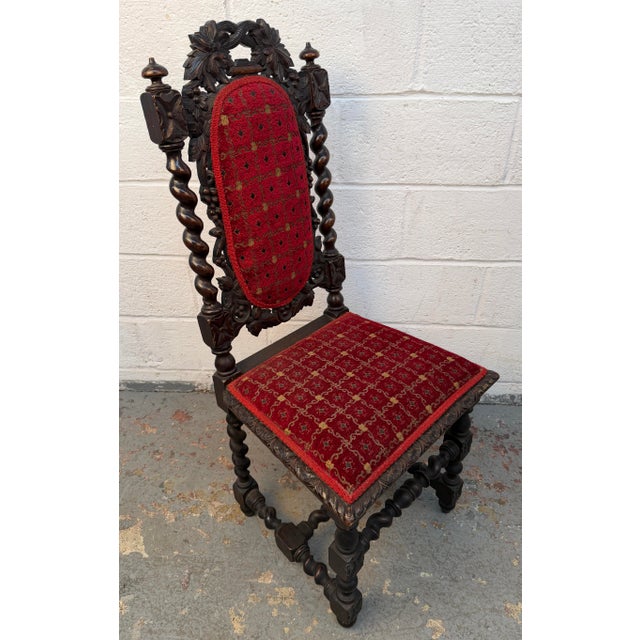 Renaissance Revival Hand Carved Oak Dining Chairs For Sale - Image 11 of 17