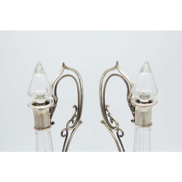 Liqueur Bottles in Cut Glass with Silver Structure, Set of 2 For Sale - Image 5 of 6