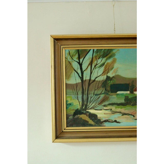 Mid-Century Original Oil on Canvas – “Skåne Landscape” by Bertil Landelius – Vintage & Framed | 50 × 39.5 cm (19.7 × 15.6...