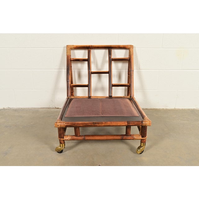 John Wisner for Ficks Reed Mid-Century Hollywood Regency Bamboo Rattan Lounge Chair, 1950s For Sale - Image 11 of 16