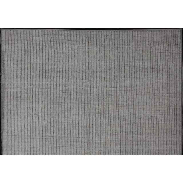 Modern Hand-Knotted Rug With All-Over Geometric High-Low Design in Neutral Tones 9'2 X 11'9 For Sale - Image 10 of 12