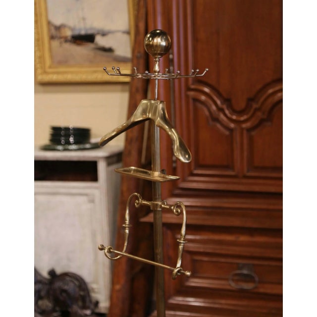 Early 20th Century Early 20th Century French Gilt Brass Jacket Hanger Bathroom Coat Stand For Sale - Image 5 of 10