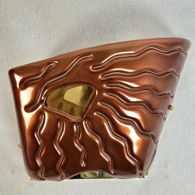 Mid-Century Modern 1980s Terracotta Murano Glass Mid Century Sconces - A Pair For Sale - Image 3 of 13