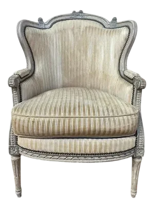 Louis XVI Beige Velvet Armchair