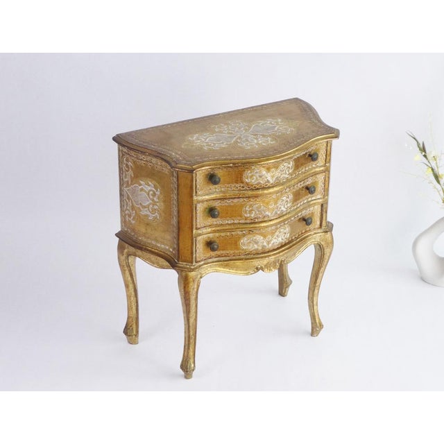 Wood Italian Florentine Gilt Wood Chest of 3 Drawers, 1960s For Sale - Image 7 of 11