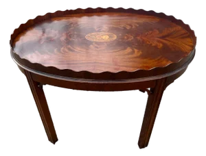 Councill Coffee Table Piecrust With Inlaid Medallion Flame Mahogany