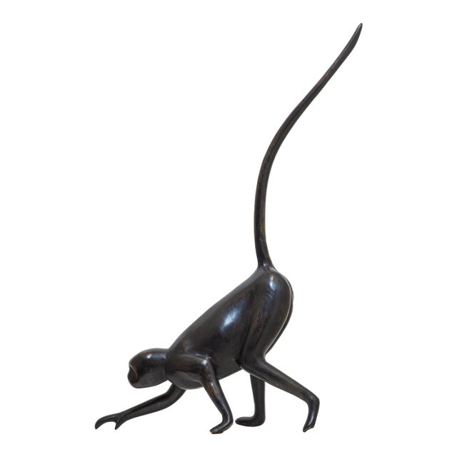 Vintage Large Modernist Cast Bronze Spider Monkey Sculpture, 27.5” H For Sale