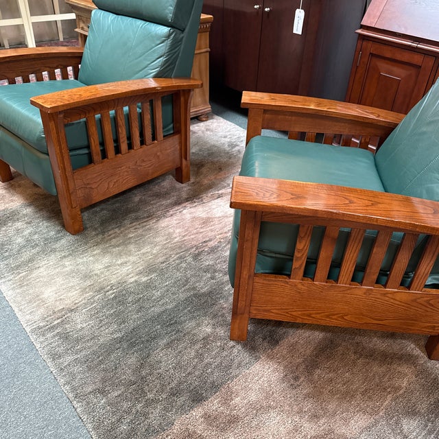 Lane Furniture Leather Mission Style Recliner Chair For Sale - Image 12 of 12