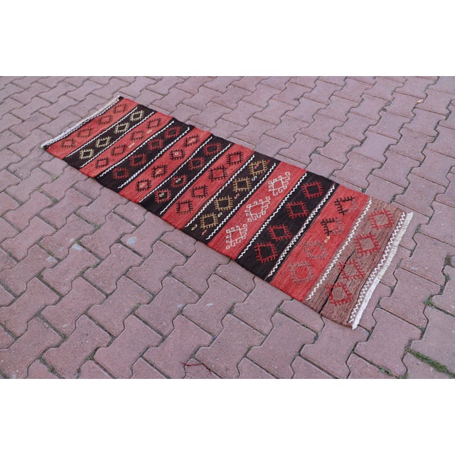 Rustic 1960s Rustic Style Cicim Stripe Design Handmade Oushak Kilim Runner Rug For Sale - Image 3 of 10