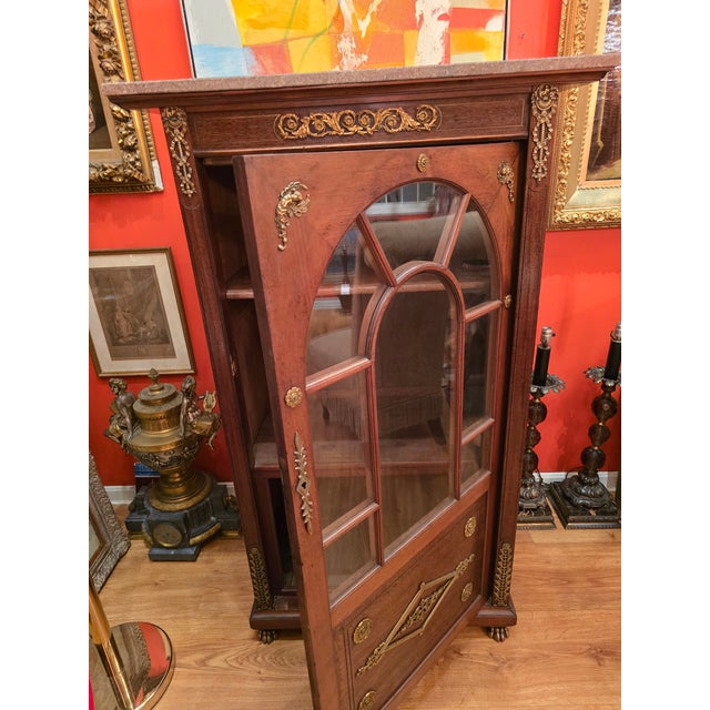 Antique French Empire Napoleonic Cabinet Gilt Bronze For Sale - Image 12 of 15