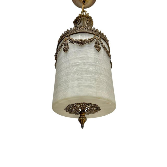 French Louis XVI Style Gilt Brass Cylinder Lantern, 1900s For Sale - Image 5 of 10