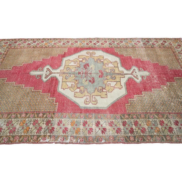Turkish Vintage Worn Turkish Anatolian Rug- 4′11″ × 9′4″ For Sale - Image 3 of 7