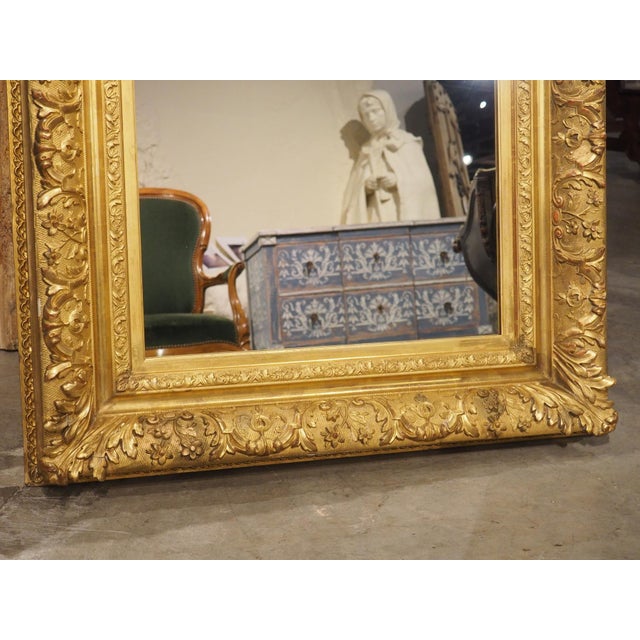 French Antique French Louis XIV Style Symmetrical Giltwood Mirror, Circa 1890 For Sale - Image 3 of 18