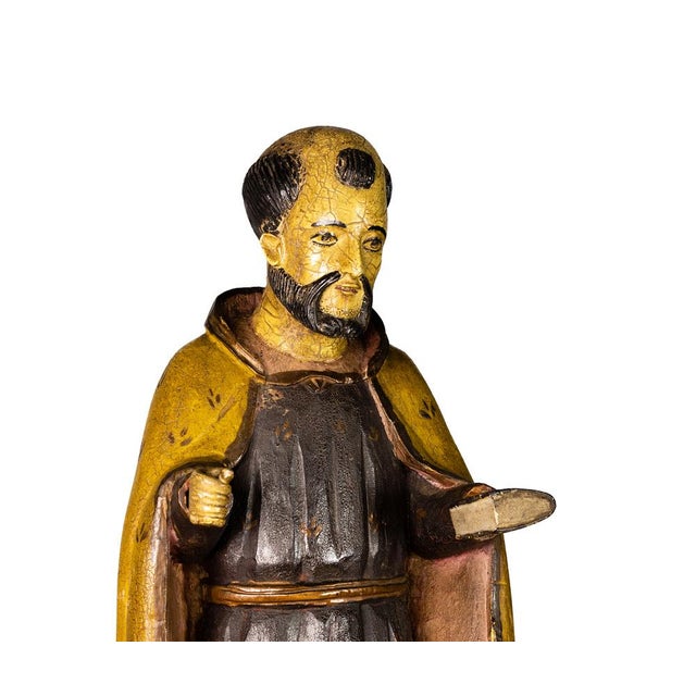 Saint Benedict Statue, Symbol of Faith & Guidance, 1980s, Wood For Sale - Image 6 of 10