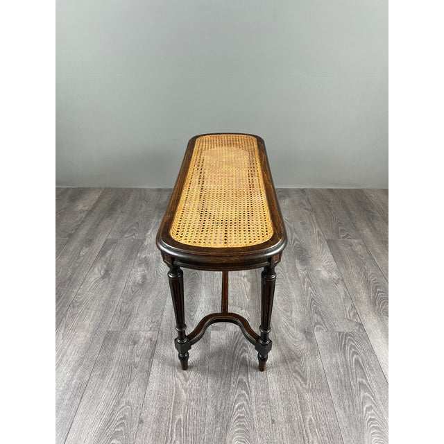Antique Louis XVI Wooden Bench with Caned Seat For Sale - Image 5 of 9