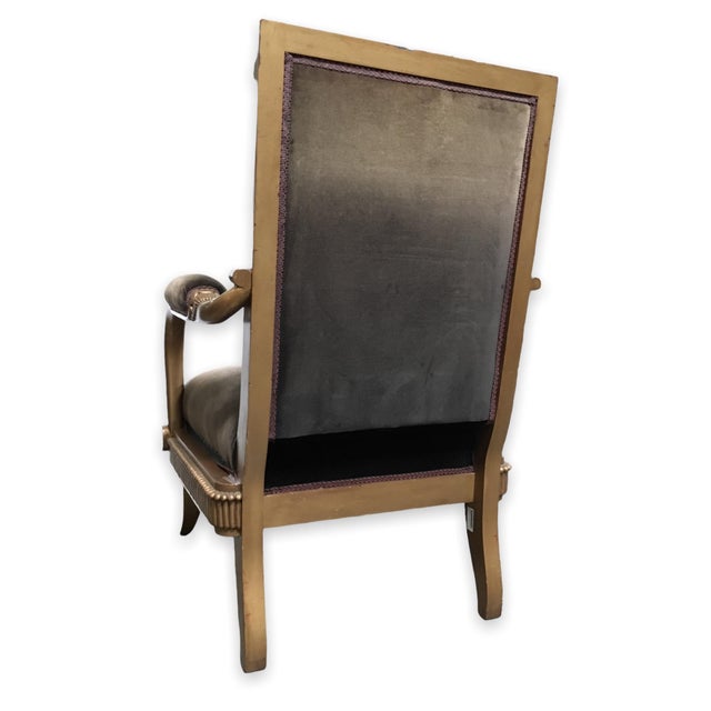 Vintage Velvet Upholstered Gorgeous Armchair With a Painted Dancer on the Back. For Sale - Image 9 of 9