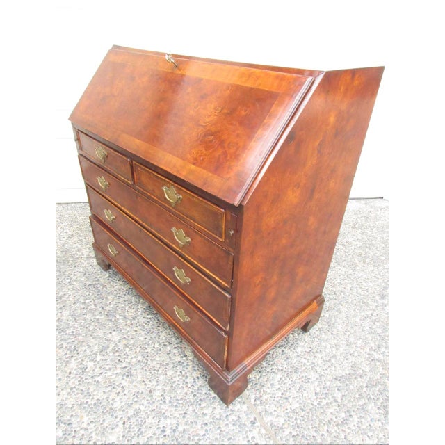 English Country Home Antique English Burl Walnut Desk For Sale - Image 4 of 18