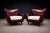 Burgundy Pair of Brazilian Modernist Armchairs in Hardwood, Burgundy Leather & Bouclé by Carlo Hauner, 1950s – Lot 466 For Sale - Image 8 of 15